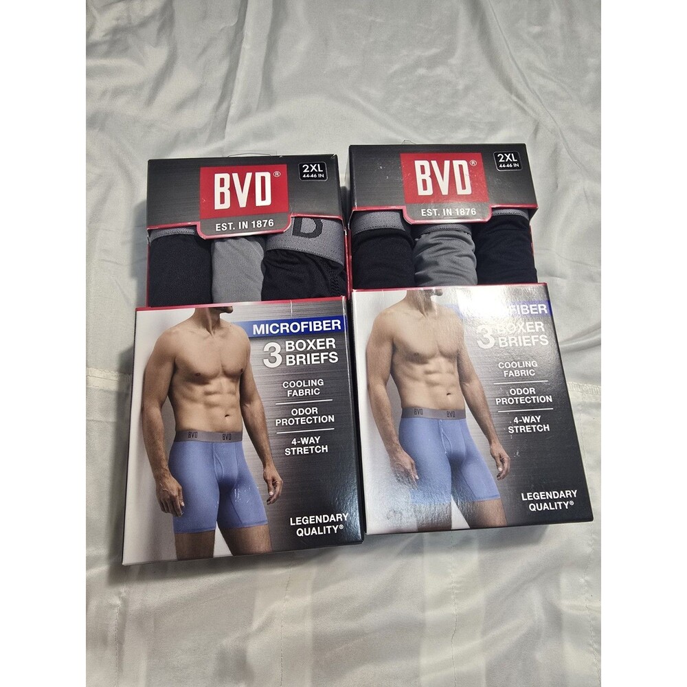 2 BoBVD 3 Pack Men’s Microfiber Boxer Briefs (Cooling Fabric & Odor Protection) - Picture 3 of 6